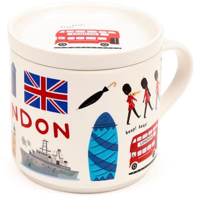 Londen Souvenir Porselein Mok met Onderzetterdeksel Set