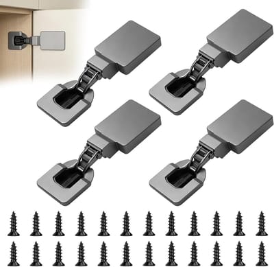 Set van 4 Scharnieren voor Kastdeuren, 180° Openingshoek, Dempingsfunctie voor Houten Meubels en Kastdeuren, Geschikt voor 18-25mm Dikte