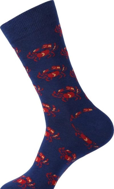 Sokken heren - blauw - print krab - 40-46 - cadeau - voor hem - cadeau - voor hem - cadeau voor mannen - kerstcadeau - vaderdag cadeau - verjaardagscadeau