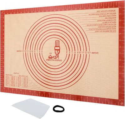 Grote Bakmat met Deegsnijder, Antikleef Bakmat voor Taartdeeg, Herbruikbare Silicone Mat voor Pizza, Koekjes en Fondant, 60x40cm, BPA-vrij