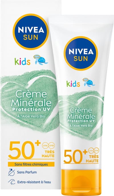 NIVEA SUN Crème Solaire 50 ML Minérale Enfants Aloe Vera Bio FPS 50+