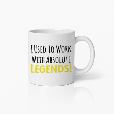 Grappige Koffiemok 330ml – “Ik Werkte Vroeger met Absolute Legendes” – Humoristische Koffiekop Cadeau voor Collega’s & Vrienden