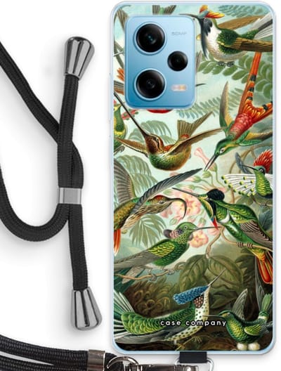 Case Company® - Hoesje met koord geschikt voor Xiaomi Redmi Note 12 Pro 5G hoesje met Koord - Haeckel Trochilidae - Telefoonhoesje met Zwart Koord - Bescherming aan alle Kanten en Over de Schermrand