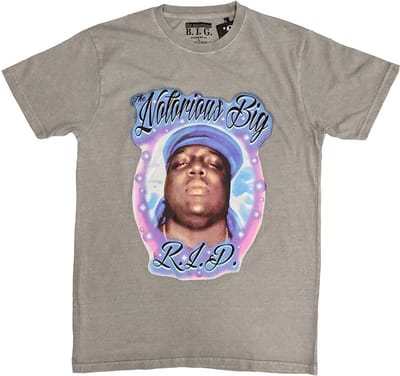 Biggie Smalls - RIP Airbrush Heren T-shirt - S - Grijs