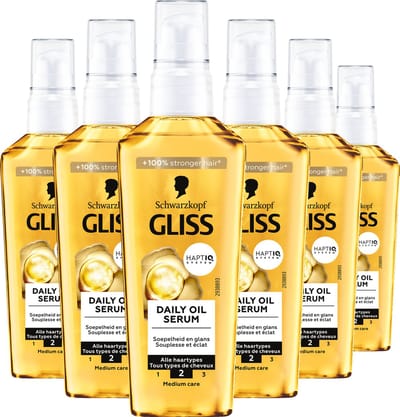 Gliss Oil Nutritive - Daily Oil Serum - Haarverzorging - Haarserum - Voeding - Glans - Stug en Beschadigd Haar - Voordeelverpakking - 6x75ml