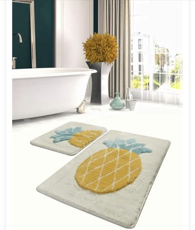 HappyNest - Badmat - Set van 2 - 60x100cm + 50x60cm - Wc Mat - Pineapple