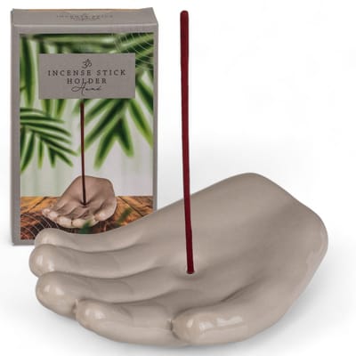 Allecto - Incense Stick Holder - Spiritueel Accessoire - Keramisch - Grijs - Decoratie voor Thuis - 12x7.5x2.5cm - Geschikt voor Meditatie - Kleur ...