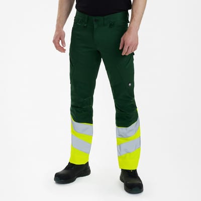 Engel Safety werkbroek met 2-weg stretch 2546-314 - Green / Hi-vis Yellow - 54
