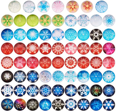 Dailygoods- Cabochons 140 Stuks - Sneeuwvlok Patroon - Kerst Thema - Mozaïek - Half Ronde Dome - 12mm Diameter - DIY Sieraden Maken - Glascabochons