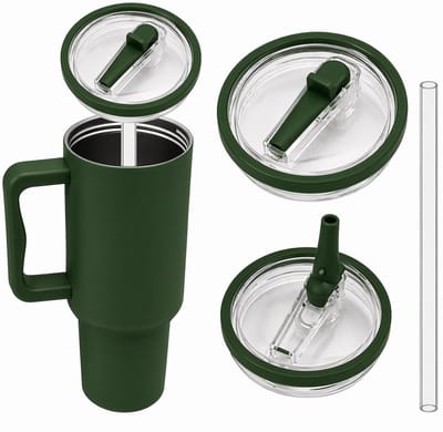 Vervangend Rietjesdeksel voor Stanley - type Quencher H2.0 FlowState Tumbler 1,18L – Lekvrij Flip-Straw Deksel – Herbruikbaar Accessoire Drinkbeker in Donkergroen