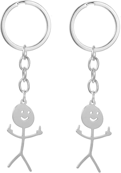 Grappige Sleutelhanger Middelvinger Stickman - Leuk Cadeau - Verrassend Gadget voor Vriend - Originele Sleutelhanger met Middelvinger - Fun Accessoire met Stinkvingerembleem