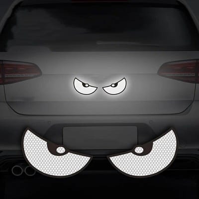 Autocollants réfléchissants de sécurité pour voiture, 2 pièces/paire, autocollants à motif d'oeil, accessoires de style automobile blanc