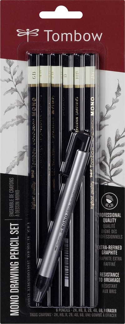 Tombow Mono set pencil x6 + precision eraser x1