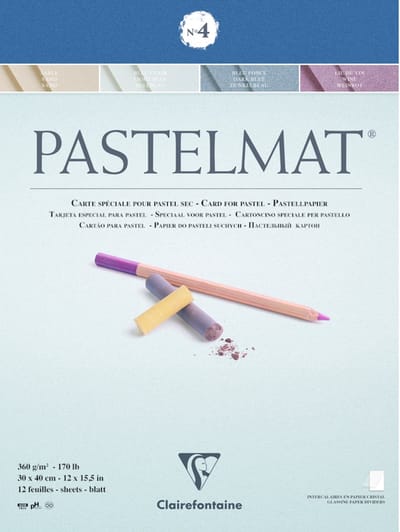 Clairefontaine Pastelmat - Papier voor pastelkrijt - blok no.4 - assorti - 360 g - 30 x 40 cm - 12 vellen