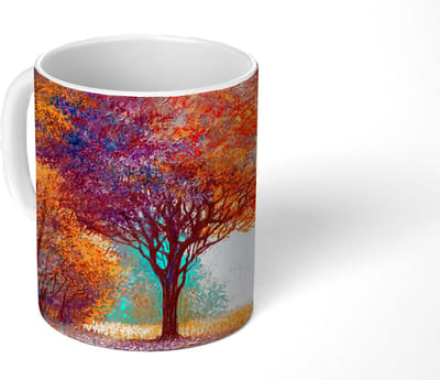 Mok - Koffiemok - Olieverf - Schilderij - Boom - Kleuren - Mokken - 350 ML - Beker - Koffiemokken - Theemok