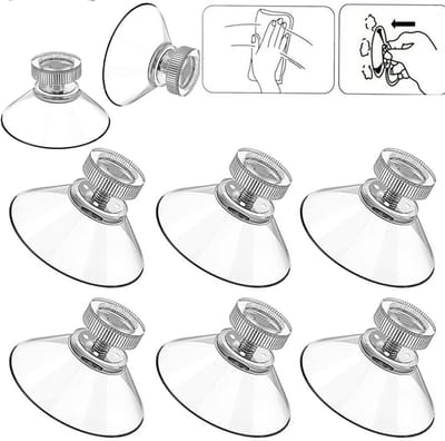8 Stuks Zuignap met M4 schroefdraad + transparant moertje - Transparante Zuignap 41mm - M4 x 8 mm - Zignap haak - Zuignap haakjes - Zuignap met haak - Zuignap - Zuignappen - PVC - Voor badkamermuur, ramen, auto, decoratie