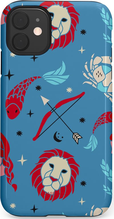 Casetastic hoesje geschikt voor Apple iPhone 11 - Dubbellaagse bescherming - Zodiac in verbinding - Fashion Case - Petrol Bordeaux Grijs