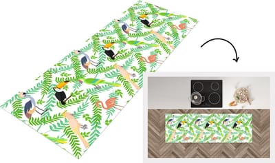 Keukenloper - Loper keuken - Jungle - Vogel - Patronen - 150x50 cm - Keukenloper vinyl
