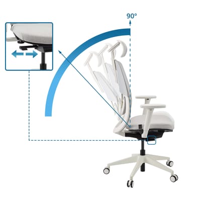 Skandis Pro | met hoofdsteun | Frame: Wit - Professionele bureaustoel Grijs / Wit