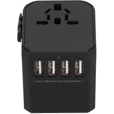 Adaptateur de voyage international avec 4 ports USBPort Type-C pour CN (Rose ) noir
