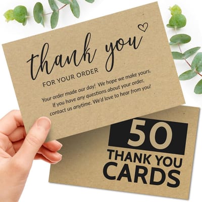 50 Grote Bedankkaartjes 10x15 cm voor Klanten - Ansichtkaarten voor Online Bestellingen en Handgemaakte Artikelen