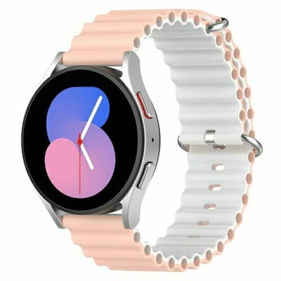 By Qubix - Ocean Style siliconen bandje - Lichtroze / wit - geschikt voor Huawei Watch GT 6 / GT 7 / GT 6 pro / GT 7 pro - 46mm