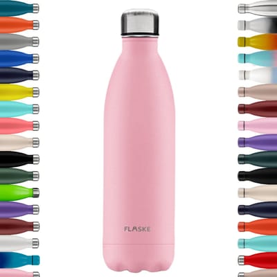FLASKE Original Drinkfles 1 liter - Geïsoleerde RVS Waterfles - BPA-vrij - 12u Warm & 24u Koud - Geschikt als Thermosfles en Thermoskan - Water Bottle Stainless Steel - Flower