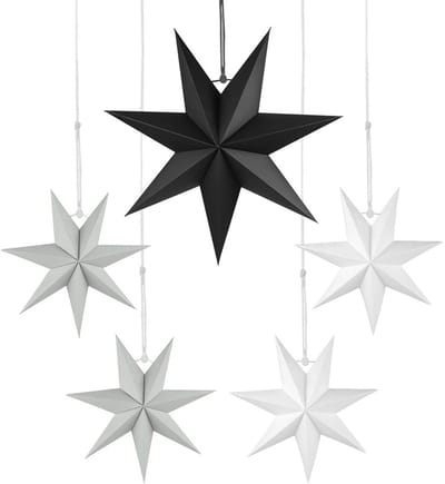Cosensi- Sterdecoraties 5 Stuks - Hangende Sterren - Papieren Sterren - 7-Puntige Sterren - Bruiloft/Kerstfeest - Diameter 40/25 cm - Kerstversiering