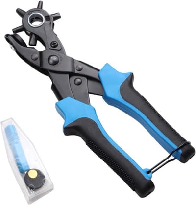Gatentang voor riem - Gaatjesmaker - Ergonomisch en duurzaam - Incl. Meetlat - Handvat met Antislip - Ponstang - Revolvertang - LOUZIR