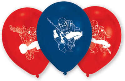Amscan - 6 Spider-Man ballonnen - blauw rood - 22 cm