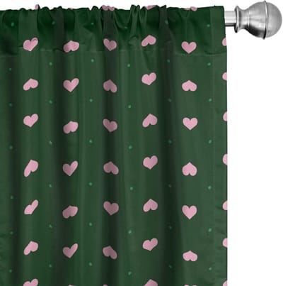 ABAKUHAUS Valentijnsdag Voorhangen – 2x75x245 cm – Microvezel – Smaragd/Lichtroze