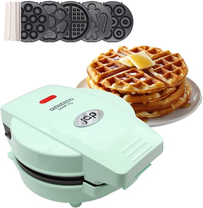JAP Appliances Dough Joy Wafelijzer - 5in1 Wafelmaker, Donutmaker & Cake Pop maker - Anti aanbaklaag - Inclusief 50 cakepop stokjes - Groen - PFAS-vrij