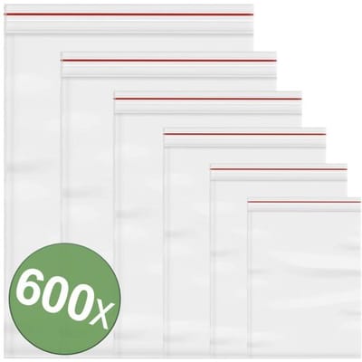 Quadrios Hersluitbare zak zonder etiketstrook Transparant Polyethyleen Bag 600 stuk(s)