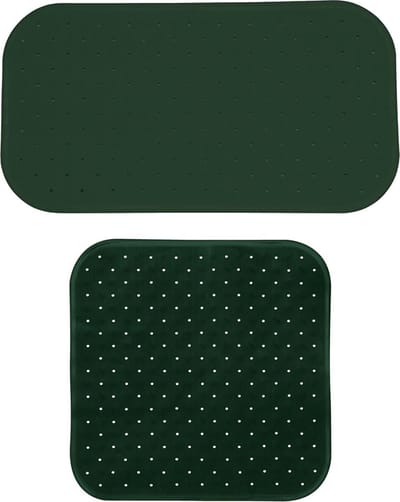 MSV Douche/bad anti-slip matten set badkamer - rubber - 2x stuks - donkergroen - 2 formaten