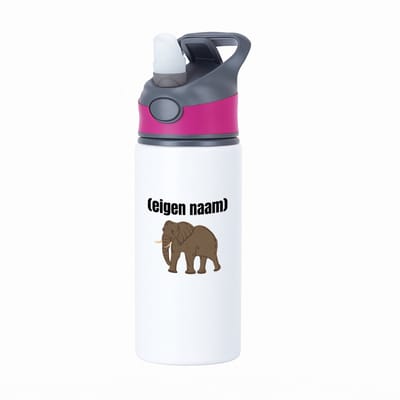 Hacebo® - olifant met eigen naam waterfles met rietje roze - Olifant - olifanten liefhebbers - iemand die houdt van olifanten - verjaardag - cadeau - kado - water fles - 650ML