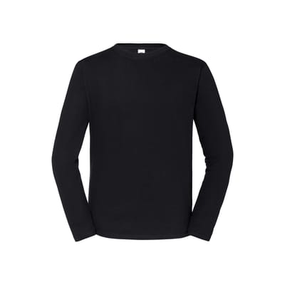 Fruit of the Loom Heren Iconic Premium T-shirt met lange mouwen (Zwart)