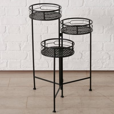Planten tafel - Bloemen tafel - 3 in 1 - Smeedijzer - 66x50x46cm. - Zwart - Metaal.