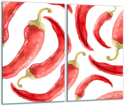 TMK ArtDeko Serie - Snijplank van Glas - 30x52cm - Kleurrijk Design - Paprika