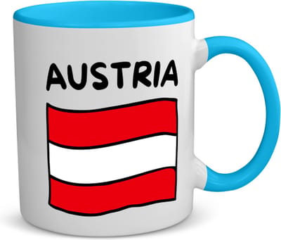 Akyol - austria vlag koffiemok - theemok - blauw - Oostenrijk - reizigers - toerist - verjaardagscadeau - souvenir - vakantie - 350 ML inhoud