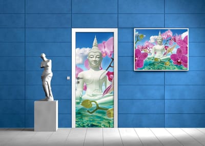 Zen Flowers Orchids Buddha Water Sky Photo Wallcovering