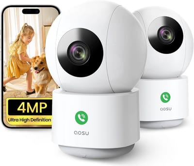 2-Pack Binnen Beveiligingscamera WiFi met One-Touch Oproep voor Baby/Huisdier Monitoring