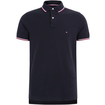 Tommy Hilfiger Kleurblok Afwerking Piqué Gebreid Slim Fit Poloshirt Heren Poloshirts Marineblauw MW0MW13080-DW5 XL black