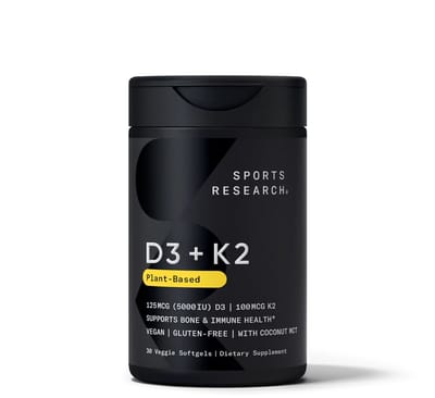 Sports Research Vitamine D3+K2 in kokosolie - 30 Vegetarische capsules