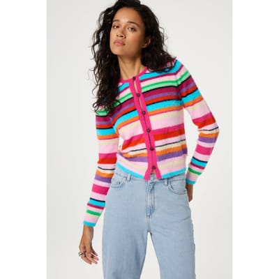 Fabienne Chapot Henry Cardigan Multi Stripe Maat: XS | Korte Jassen Outlet | Dames | Blauw