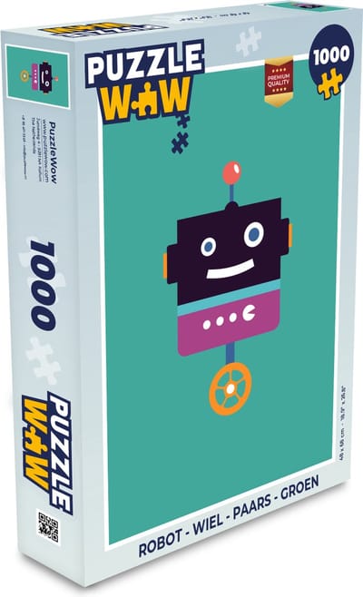 Puzzel Robot - Wiel - Paars - Groen - Jongens - Kids - Legpuzzel - Puzzel 1000 stukjes volwassenen