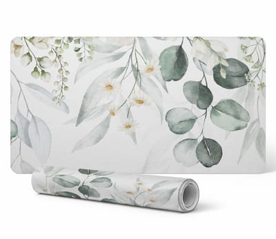 Beschermende bureauonderlegger met bloemen- en bladmotief, 90x45 cm