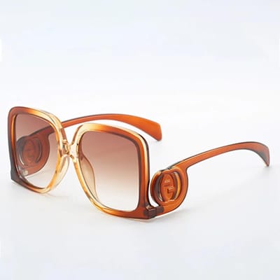 Vintage Frame Grote Vierkante Dames Zonnebril Retro Stijl Anti-Reflecterend Modieus Accessoire Poot Gyroscoop Rond beige