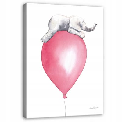 WALLARENA - Canvas schilderij - 100x70 cm - Schattige olifant voor de kinderkamer