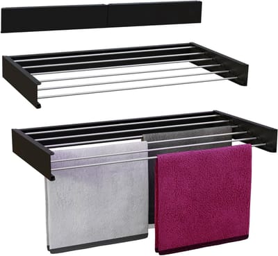 DailySupplies® Wanddroogrek - Droogrek Inklapbaar - Wasrek - Droogtoren - Droogrekken - Zilver met zwart