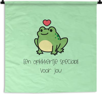 Wandkleed - Wanddoek - Sterkte - Quotes - Dieren - Opkikker - 180x180 cm - Wandtapijt